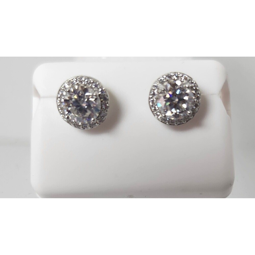 2.25 CTW Moissanite Solid 925 Sterling Silver Stud Earrings
